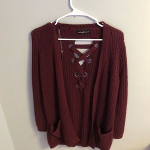 Maroon Almost Famous cardigan